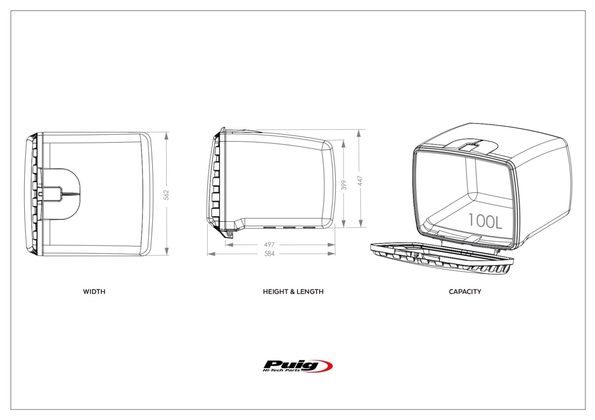 Baúl PUIG Mega Box universal con Cerradura (100 Ltrs.)