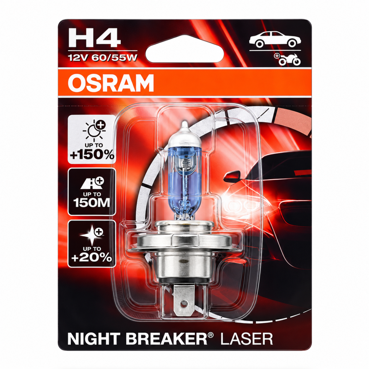 Bombilla H4 Osram Night Breaker Laser 12V 60/55W +150% 64193NL