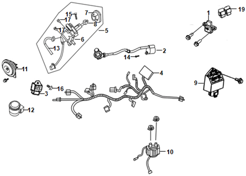 Cerradura de contacto completa original SYM 35010-XRA-000 para Symphony 125 ST y 200 ST E4