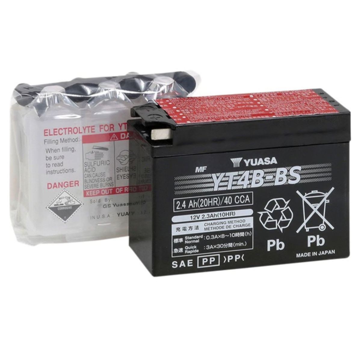 Batería Yuasa YT4B-BS 12V sin mantenimiento moto scooter quad