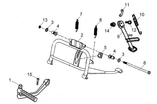 Muelle de caballete central original SYM 50535-APA-000 para scooters 50cc y 125cc