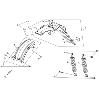 Amortiguador scooter SYM HD 125–200
