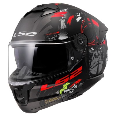 Casco LS2 FF808 STREAM II ANGRY MONKEY NEGRO/ROJO MATE