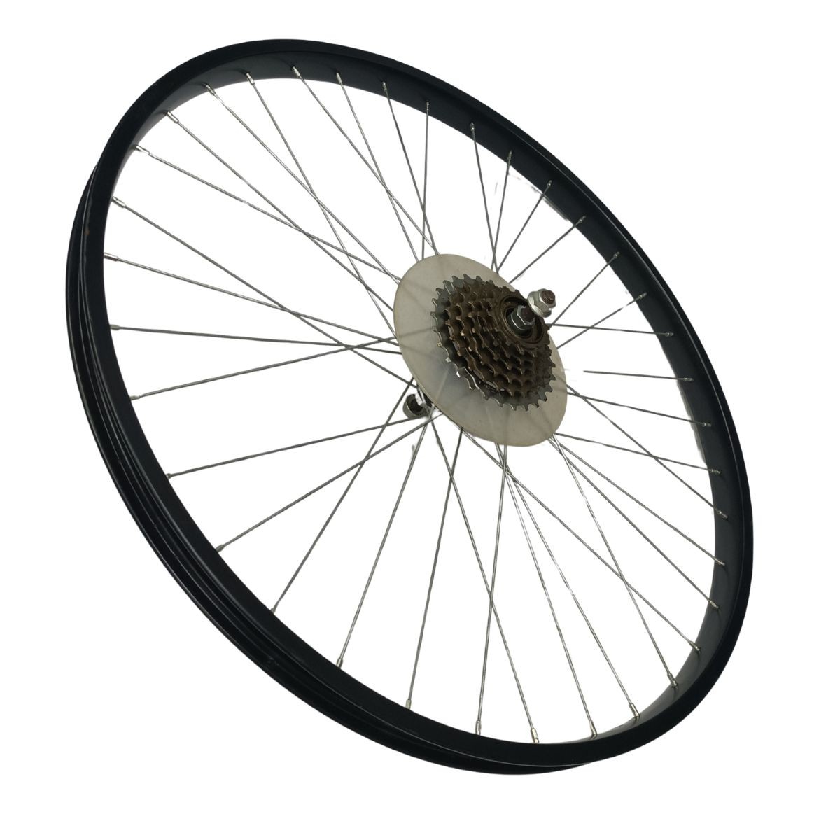 Rueda trasera vintage de bicicleta Beretta 26 pulgadas negra con cassette Shimano de 6 velocidades