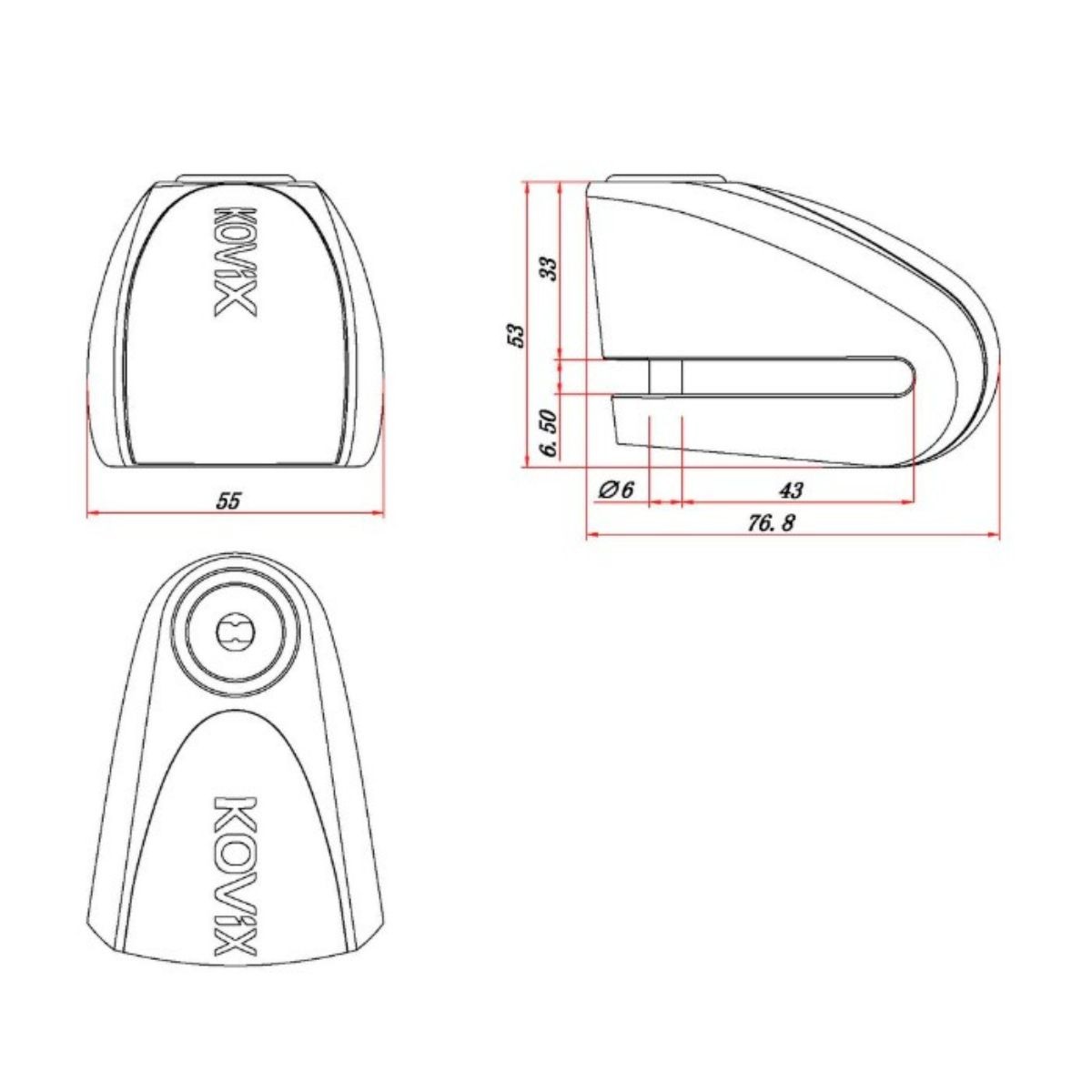 Antirrobo Disco KOVIX KDS-006 ALARMA ACERO PIN 6mm. 1