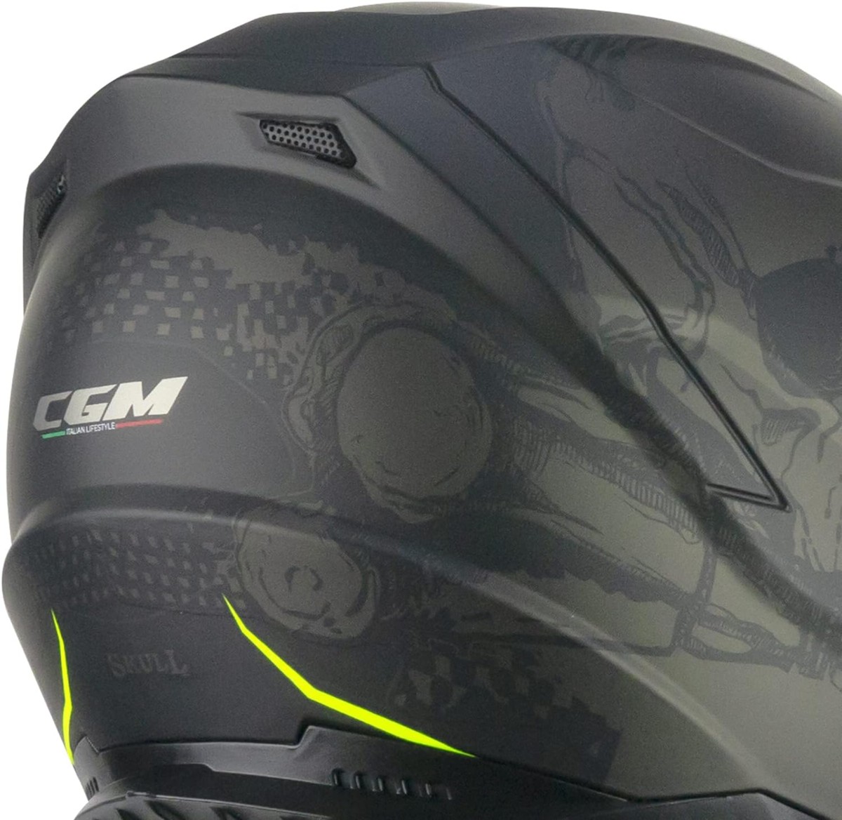 Casco CGM 321S ATOM SKULL Negro/Amarillo Mate 1