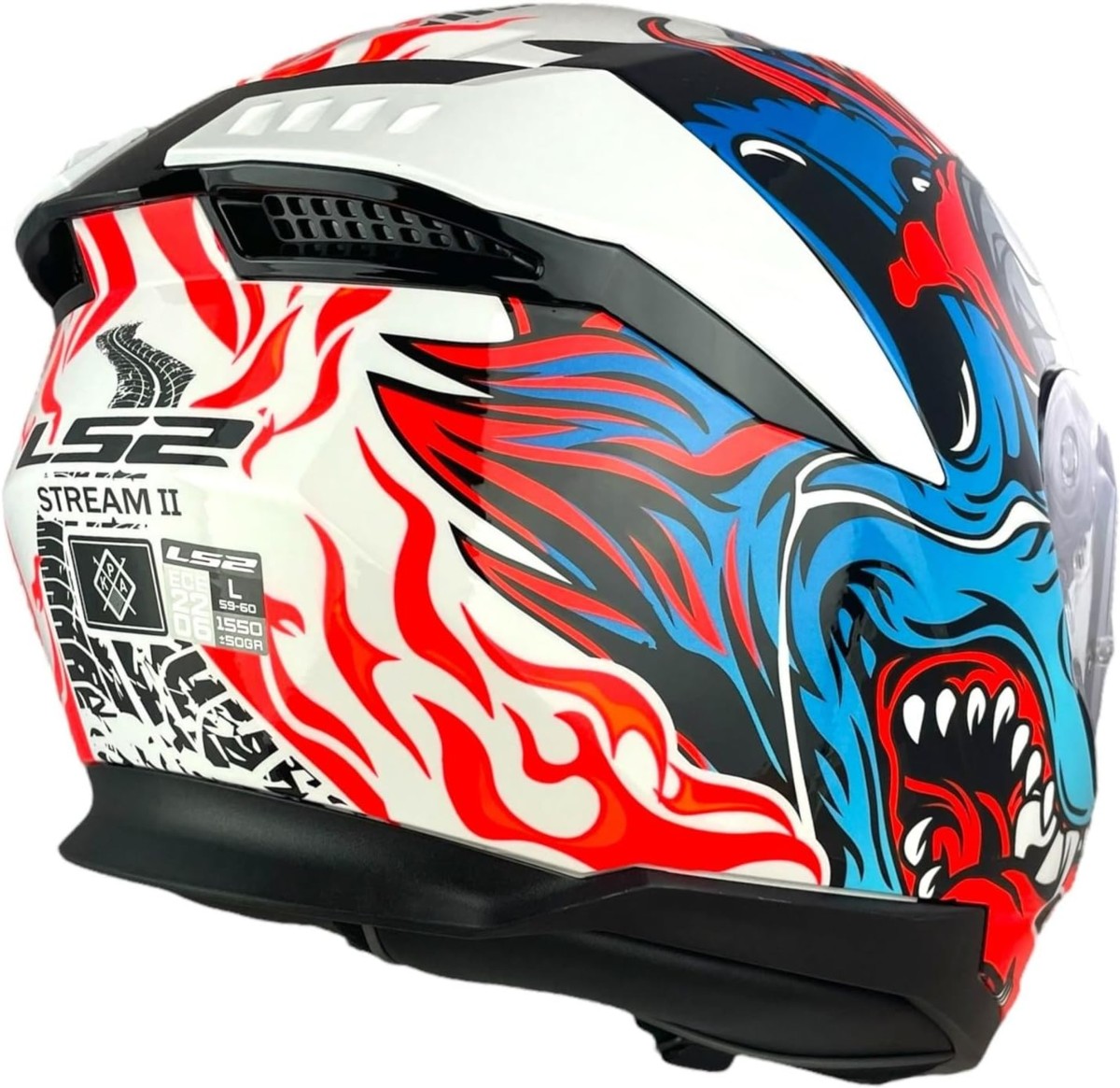 Casco LS2 FF808 STREAM II INFERNO BLANCO/AZUL 1