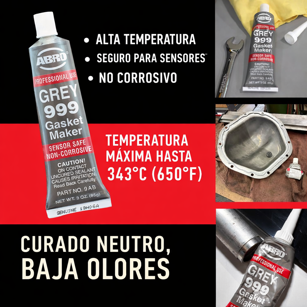 Pasta Silicona Constructor de Juntas Color Gris 999. ABRO