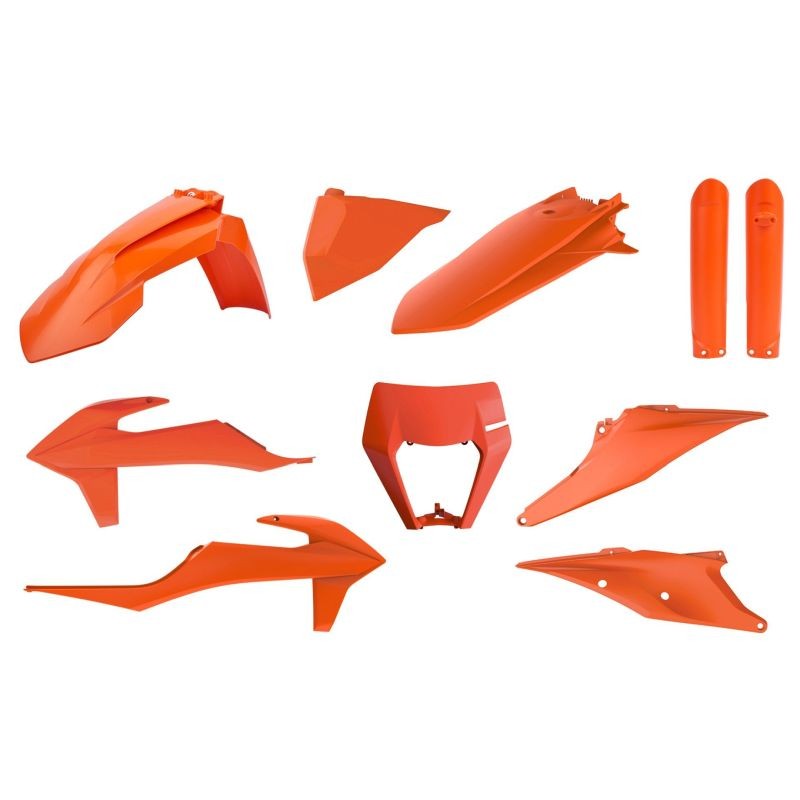 Kit de plásticos KTM EC en color naranja, ideal para renovar tu motocicleta de enduro.