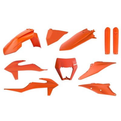 Kit de plásticos KTM EC en color naranja, ideal para renovar tu motocicleta de enduro.