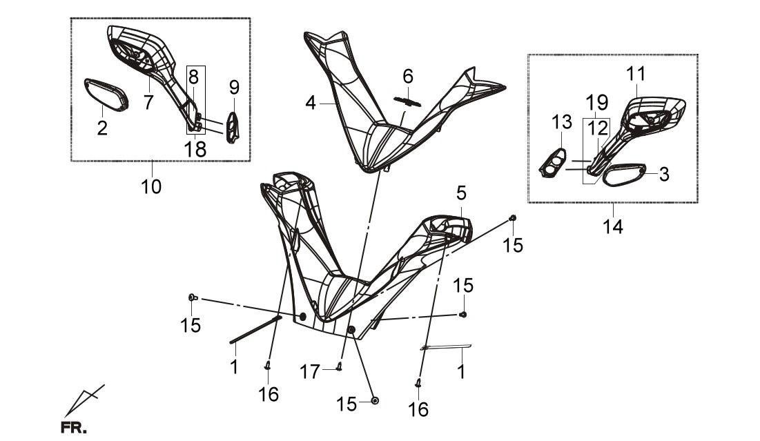tapa retrovisor scooter sym joymax 125