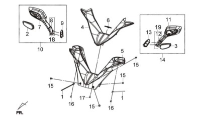 tapa retrovisor scooter sym joymax 125