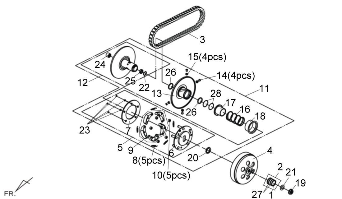 Correa SYM Maxsym 400 referencia 1B01L4A01