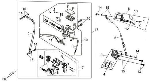 Maneta izquierda de freno compatible con SYM Symphony 125 y ST 200