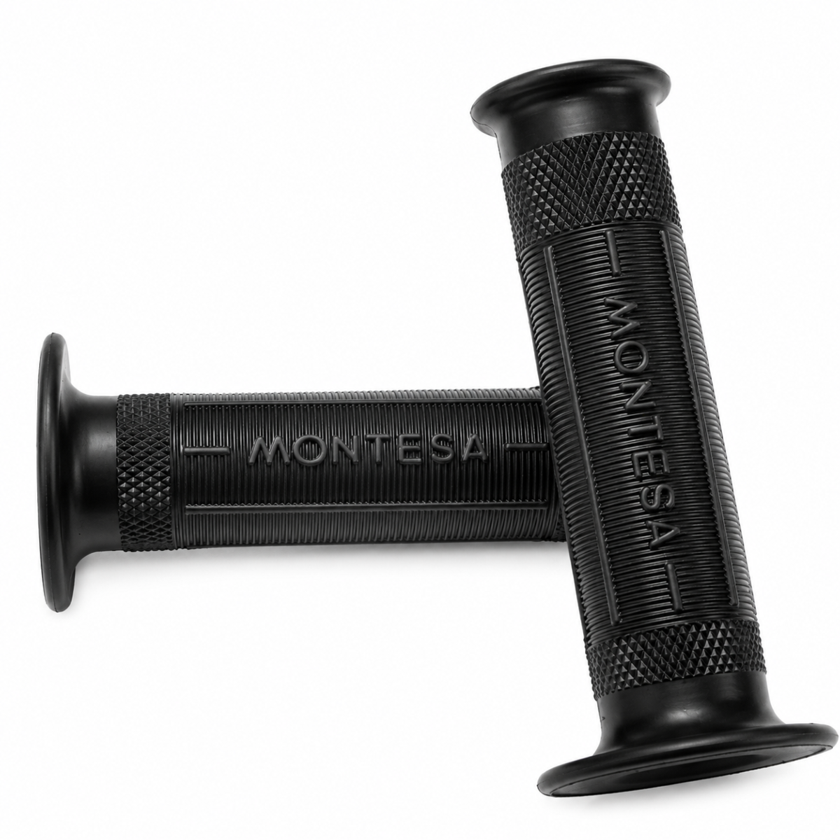 Puños negros clásicos Montesa con inscripción, compatibles con manillares de Ø22 y 24 mm 1