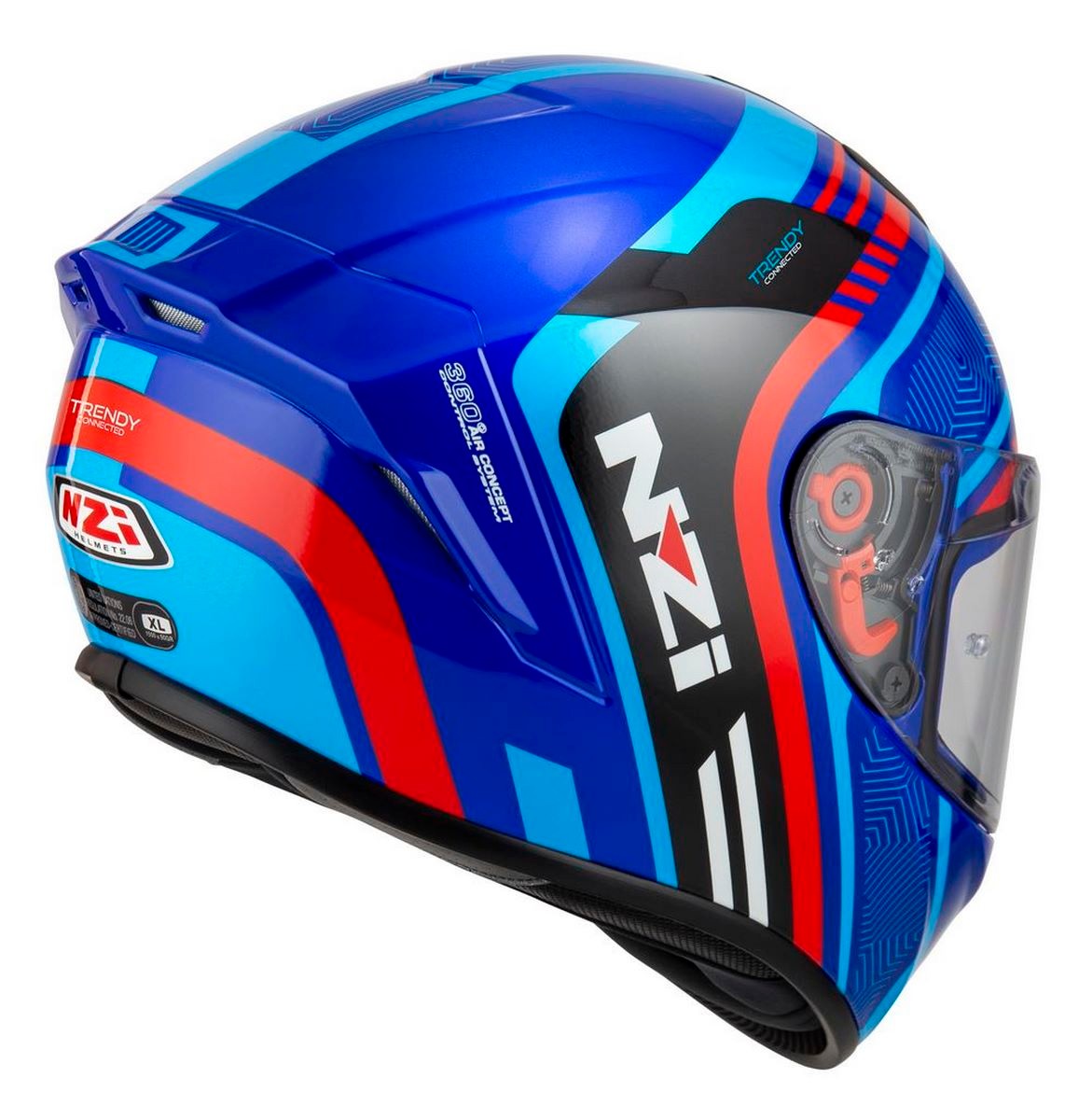 Casco NZI Trendy 2 CONNECTED DARK Azul/Rojo 1