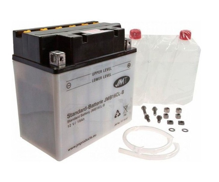 Batería de arranque JMT YB16CL-B para motocicleta – alta potencia, seca con ácido incluido, equivalente a Yuasa YB16CL-B