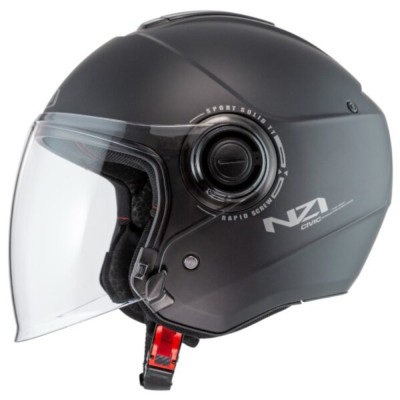 Casco NZI Civic Solid Nouveau negro mate homologado ECE R22.06 ligero para moto