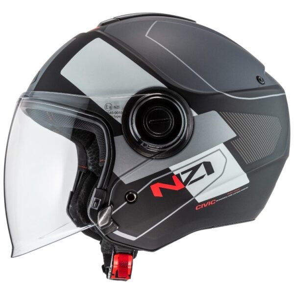 Casco NZI Civic CONQUEST negro gris homologado ECE R22.06 ligero para moto