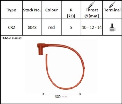Pipa de bujía NGK CR2 con cable para motos