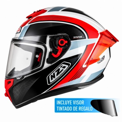 Casco NZI Trendy 3 STREAM RAPID Blanco, Rojo + Pantalla Negra Regalo