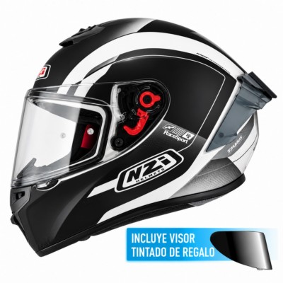 Casco NZI Trendy 3 STREAM ELEGANCE Negro, Blanco Mate + Pantalla Negra Regalo