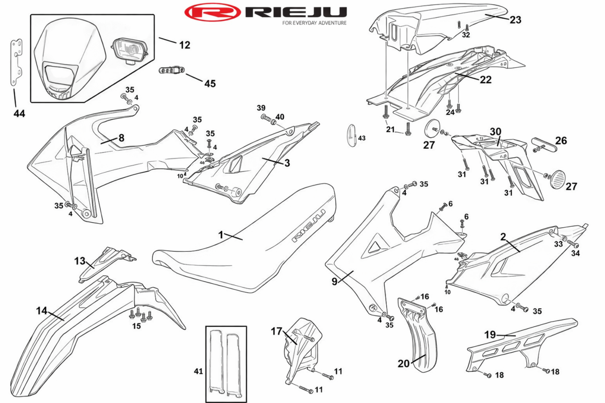 Repuesto guardabarros trasero Rieju original