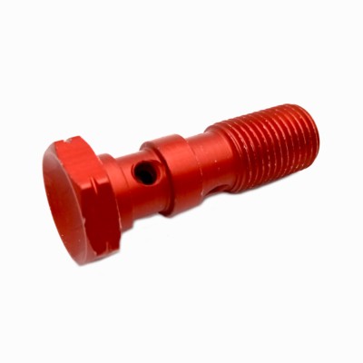 Tornillo Banjo Doble 10/100 Aluminio Rojo