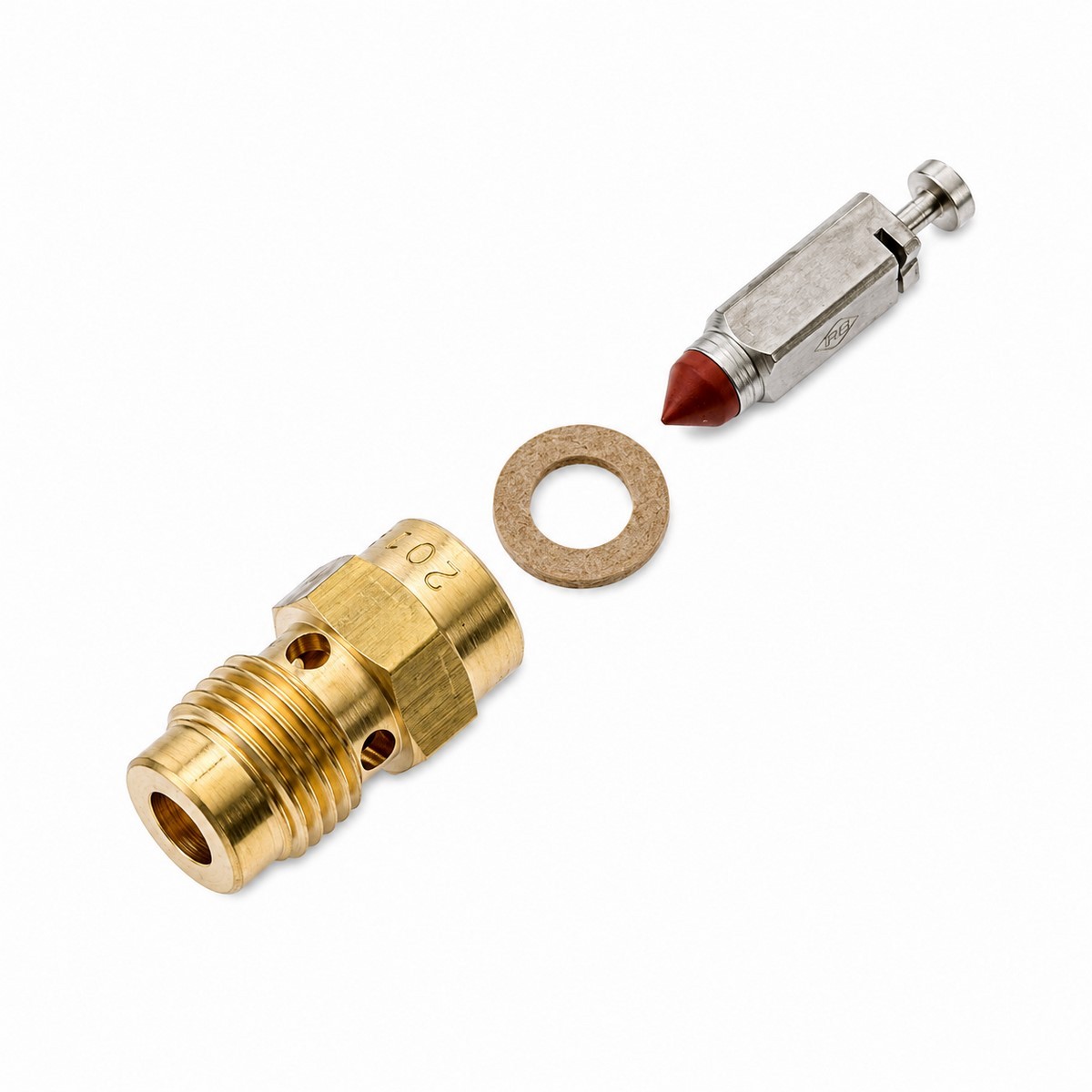 Válvula de aguja con asiento y arandela compatible con carburadores Dellorto PHBH, VHSB, PHBE, PHM, VHSH
