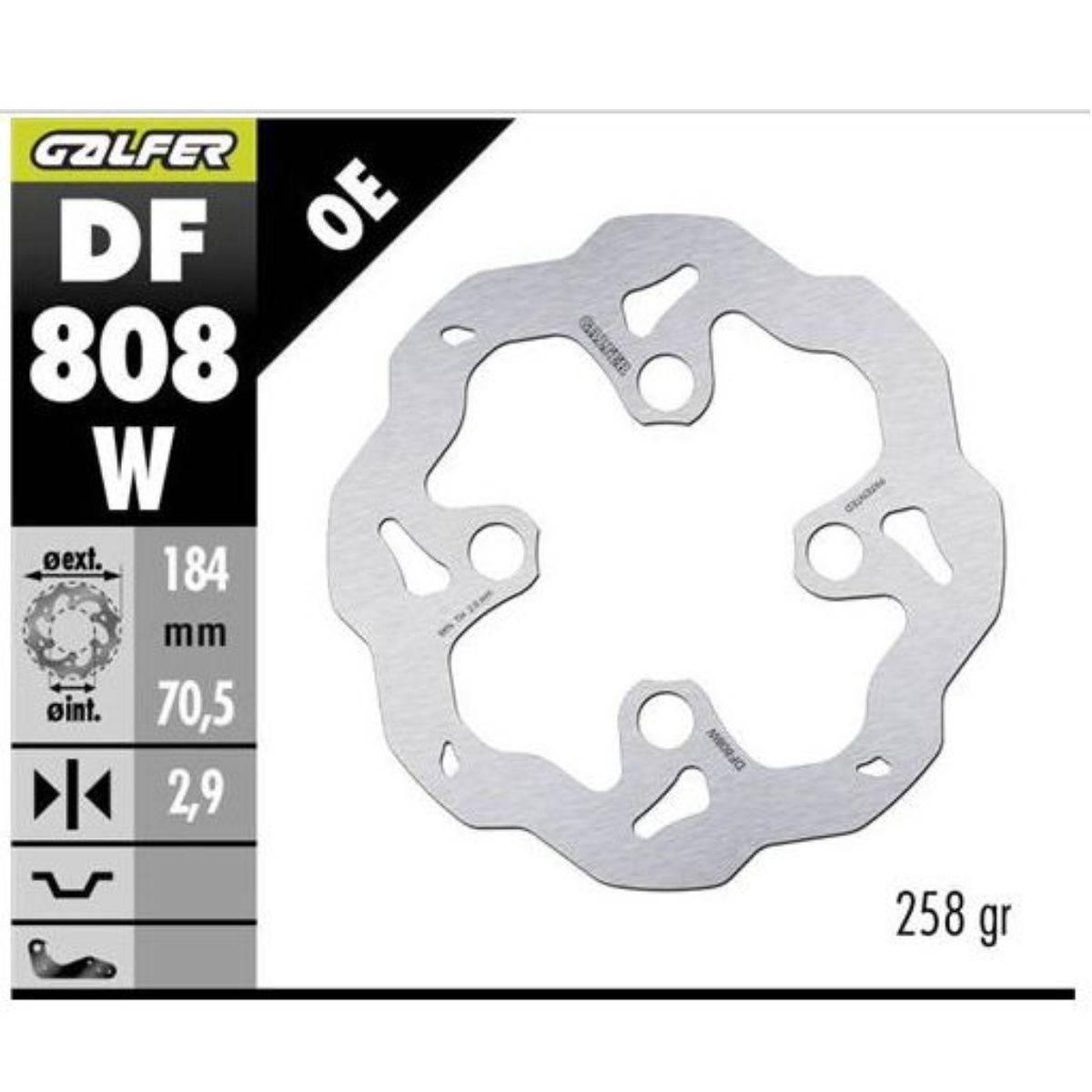 Disco de freno delantero Galfer W Fixed 184x2,9 mm para motos de trial Gas Gas, Montesa, Sherco, TRS, Vertigo y Electric Motion