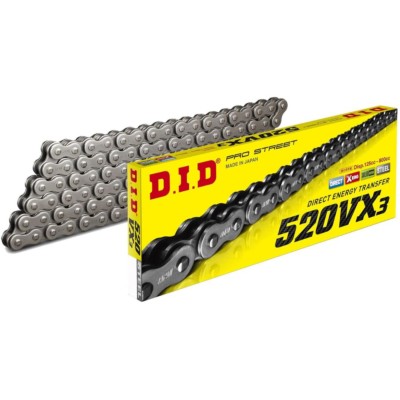 Cadena D.I.D. X-Ring 520 VX3 118 pasos color Acero