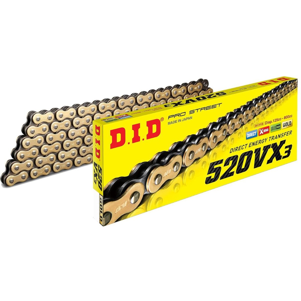 Cadena D.I.D. X-Ring 520 VX3 110 pasos Dorada