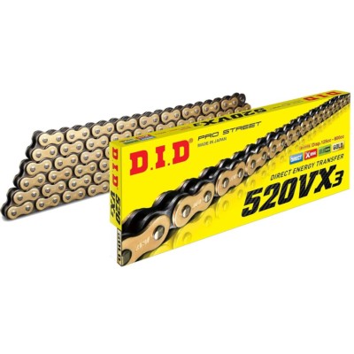 Cadena D.I.D. X-Ring 520 VX3 114 pasos Dorada