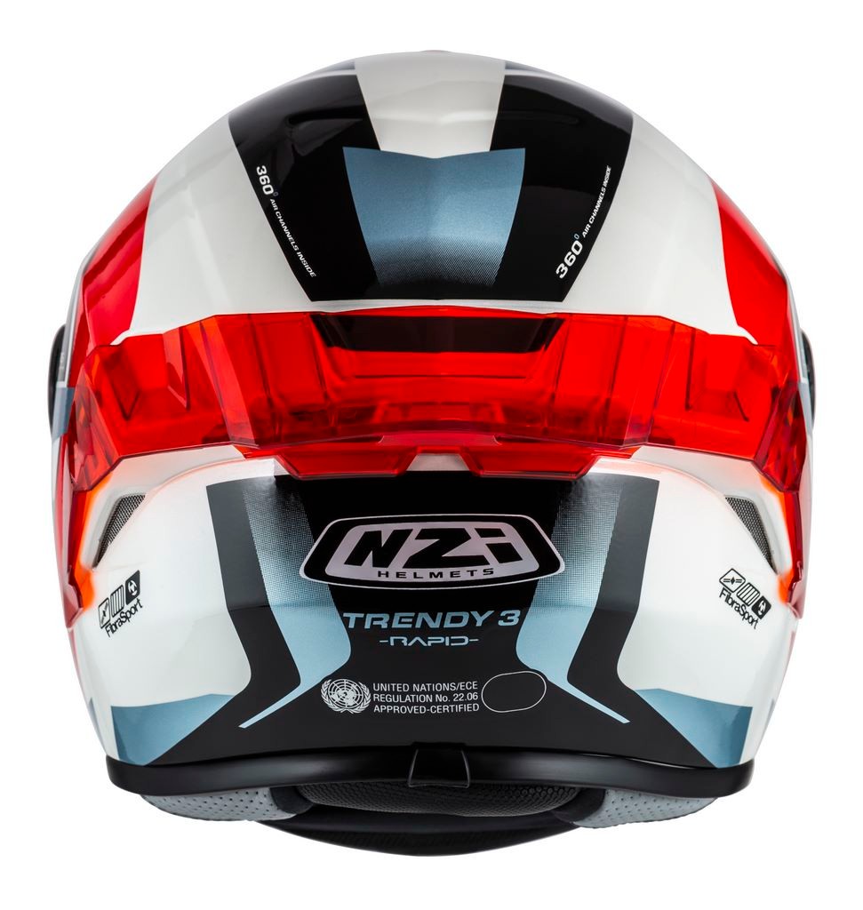 Casco NZI Trendy 3 STREAM RAPID Blanco, Rojo + Pantalla Negra Regalo 2
