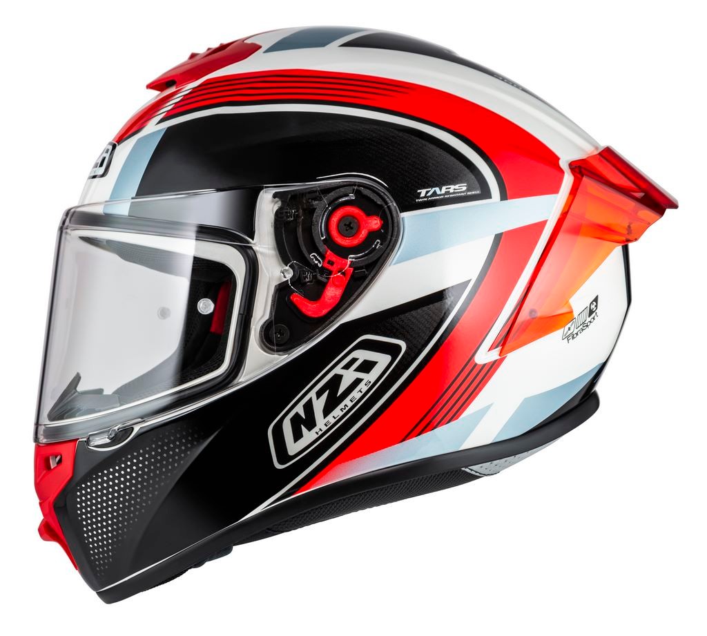 Casco NZI Trendy 3 STREAM RAPID Blanco, Rojo + Pantalla Negra Regalo 3
