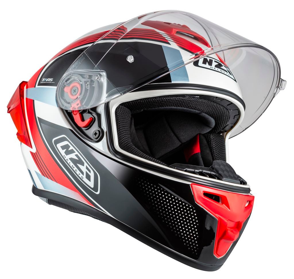 Casco NZI Trendy 3 STREAM RAPID Blanco, Rojo + Pantalla Negra Regalo 5