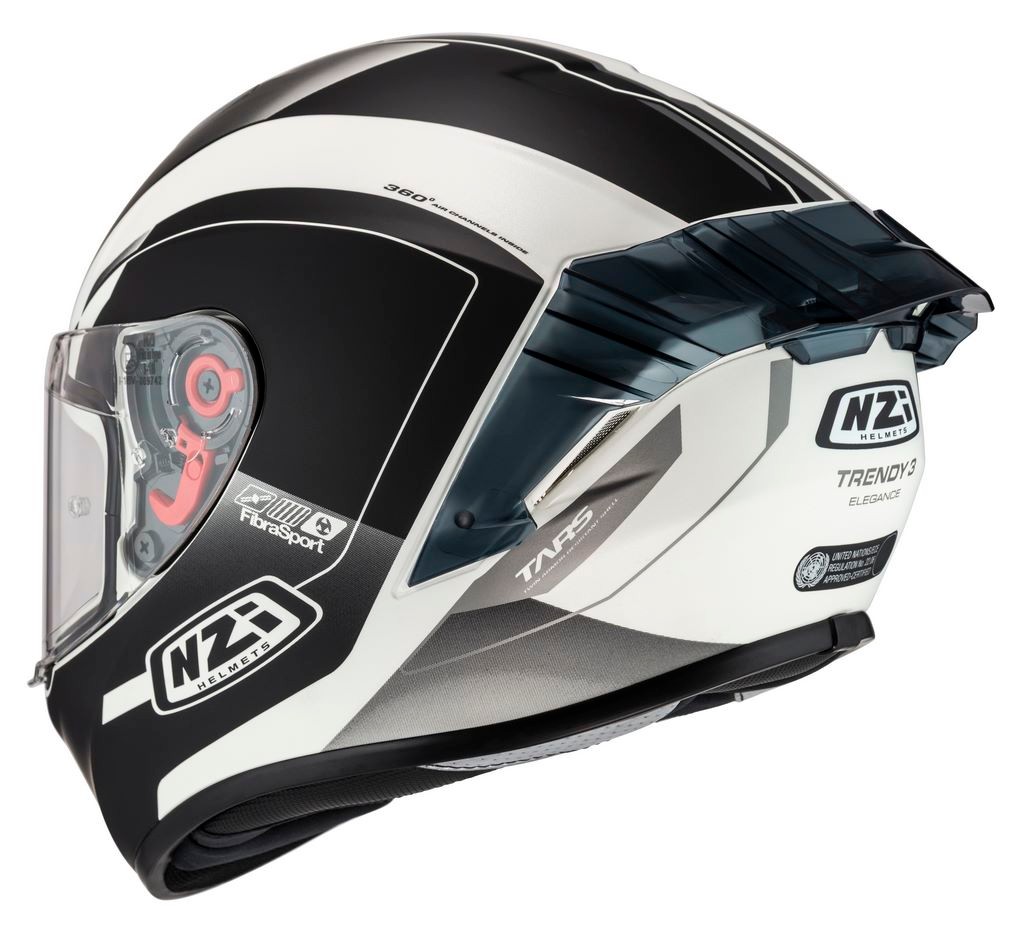 Casco NZI Trendy 3 STREAM ELEGANCE Negro, Blanco Mate + Pantalla Negra Regalo 1