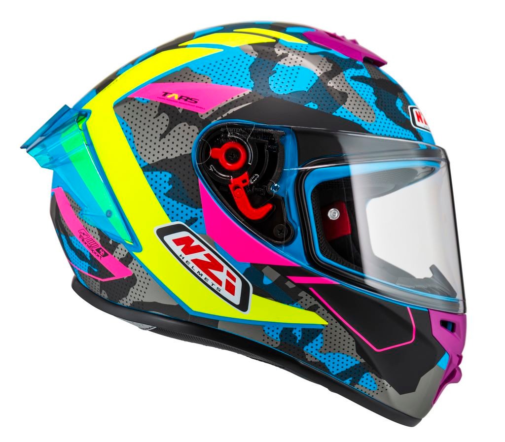 Casco NZI Trendy 3 STREAM CAMU Neon, Azul, Rosa Mate + Pantalla Negra Regalo 5