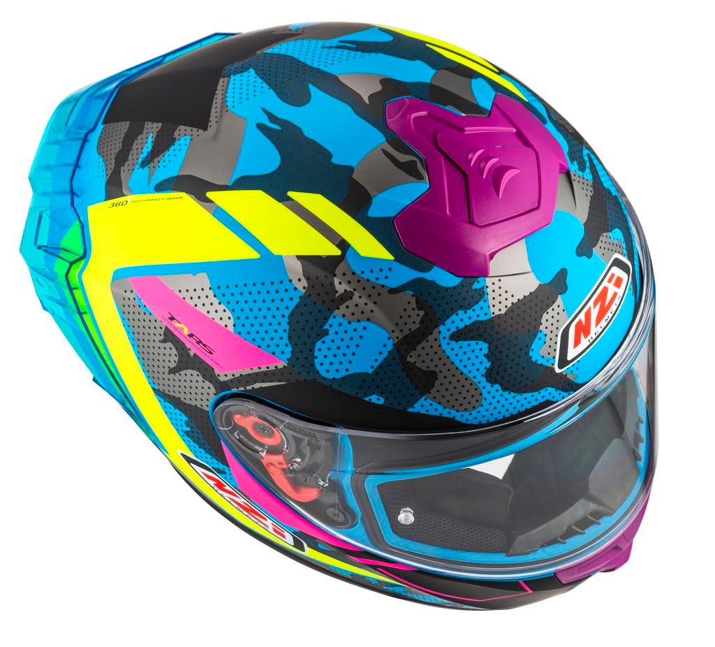 Casco NZI Trendy 3 STREAM CAMU Neon, Azul, Rosa Mate + Pantalla Negra Regalo 3