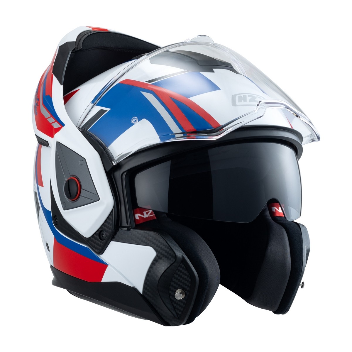 Casco modular NZI Fastback Shadow blanco rojo azul