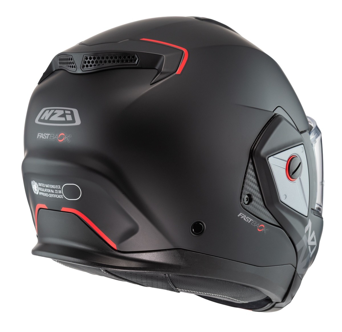 Casco NZI Fastback negro mate abatible 180 grados