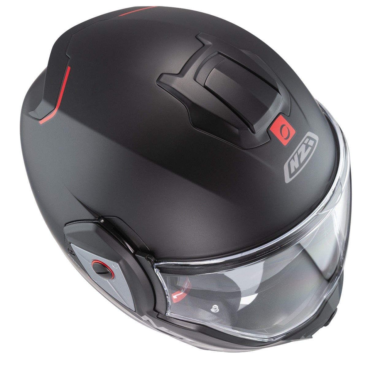 Casco de moto modular NZI Fastback preparado para intercomunicador