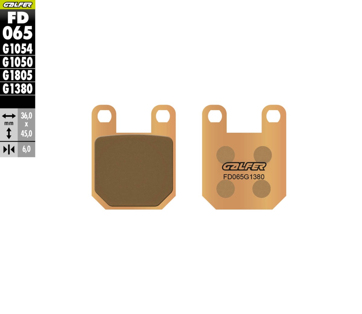 Pastillas de freno Galfer FD065G1380 Compuesto Sinter Scooter