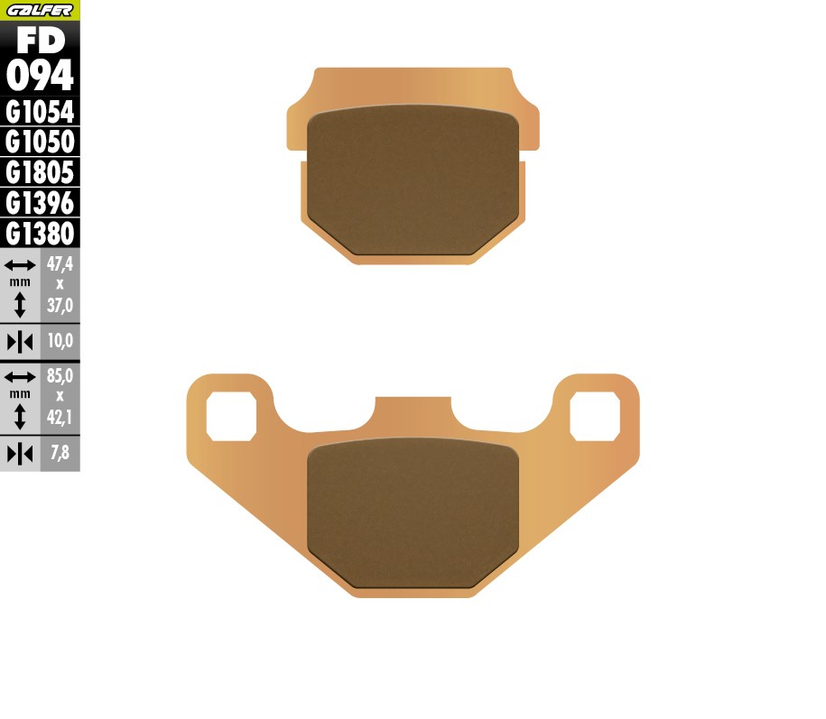 Pastillas de freno Galfer G1396 Sintered para motos Off Road y quads