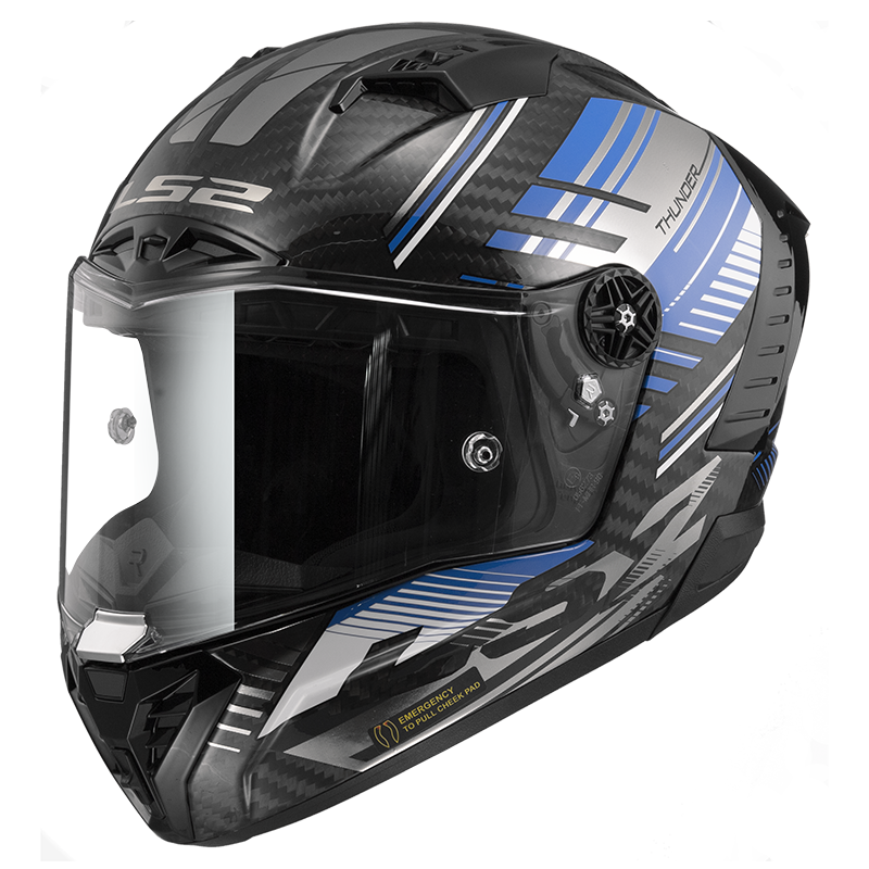 Casco LS2 FF805 THUNDER CARBONO VOLT NEGRO/AZUL ECE 22.06