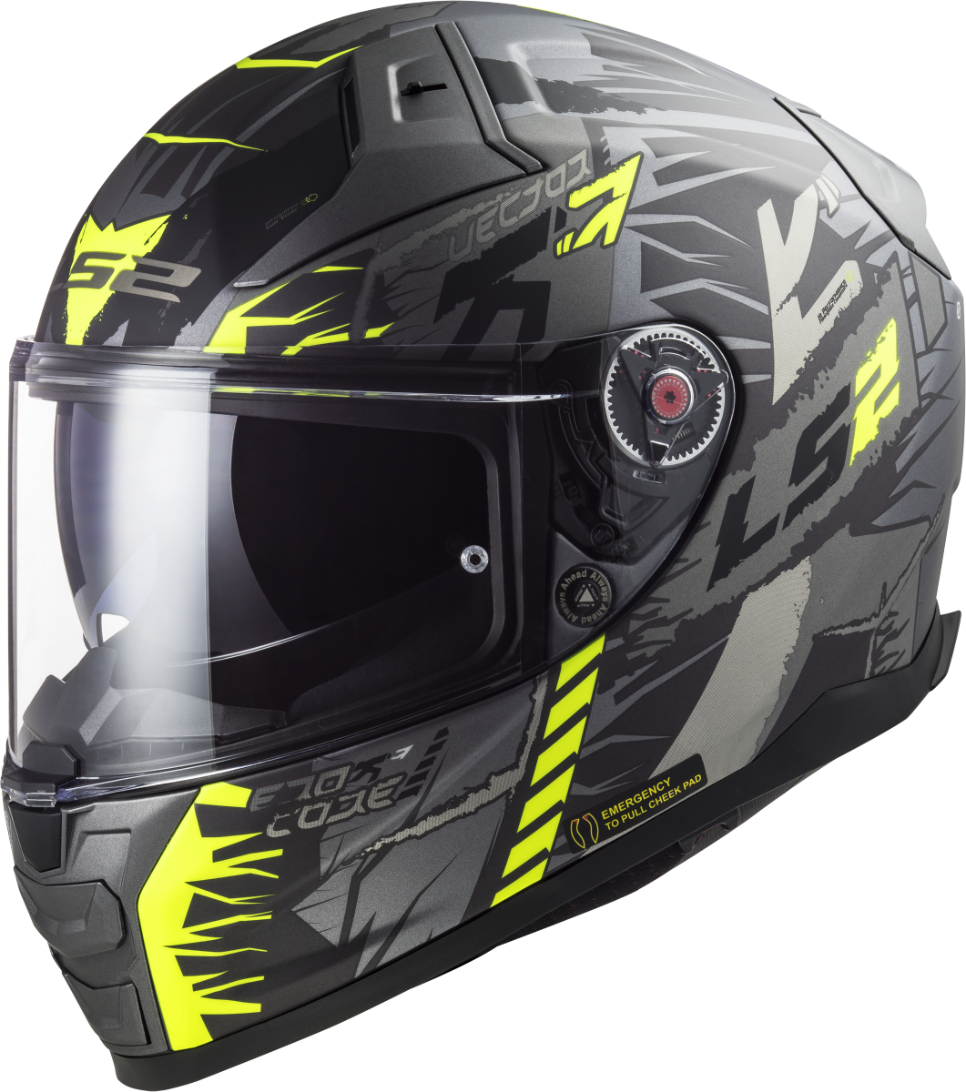 Casco LS2 FF811 VECTOR II TECHBOT TITANIO MATE/AMARILLO ECE 22.06 2