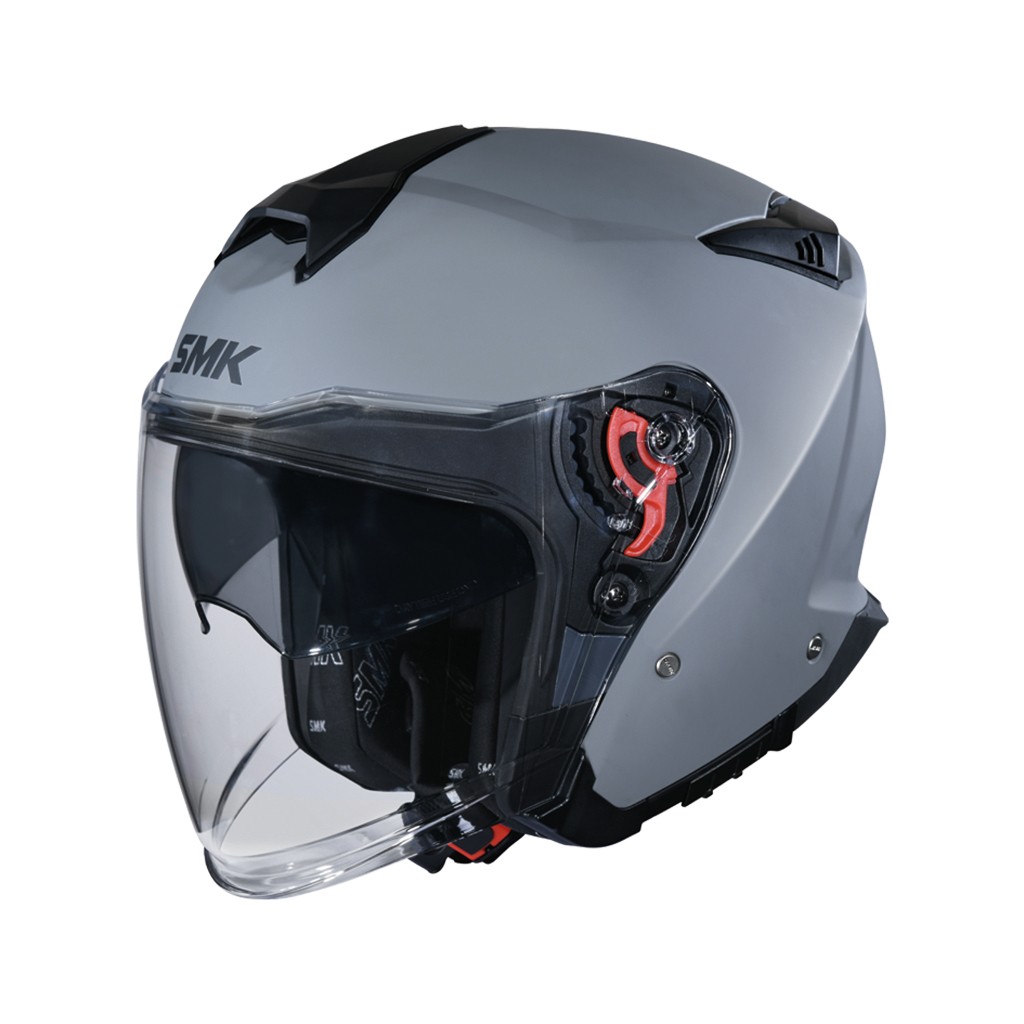 Casco Jet SMK GTJ vista frontal en color gris
