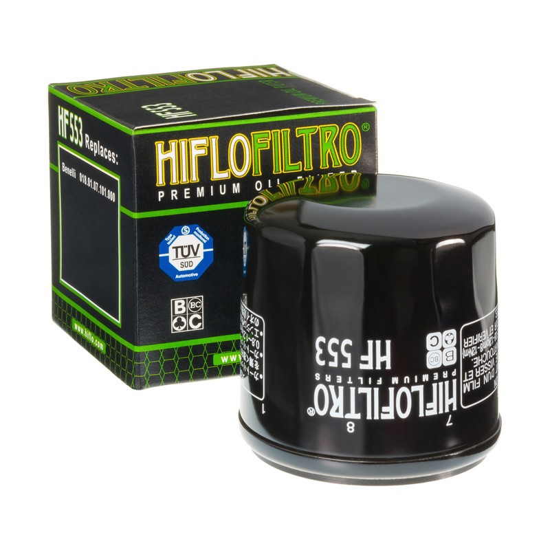 Filtro de aceite Hiflofiltro HF553 compatible con Benelli Tornado, TNT, TRE y Century Racer