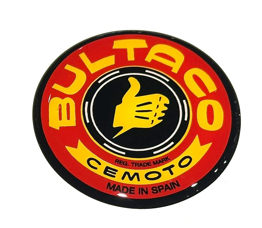 Emblema Bultaco rojo depósito 56 mm resina flexible con relieve 2D