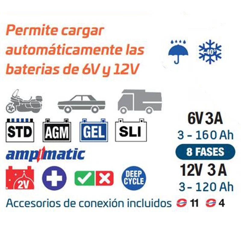 Cargador/Mantenedor de baterías OPTIMATE 5 6V-12V TM-320 3